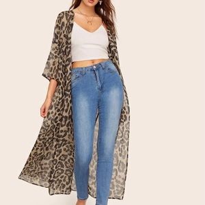 SHEIN Leopard Print Kimono - Size 1x